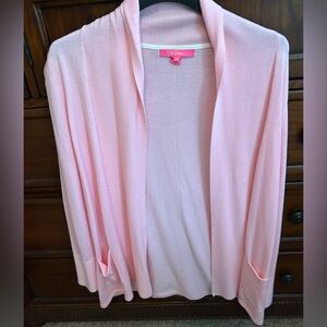 EUC Lilly Pulitzer Light Beautiful Pink Open Cardigan, Size Medium.
